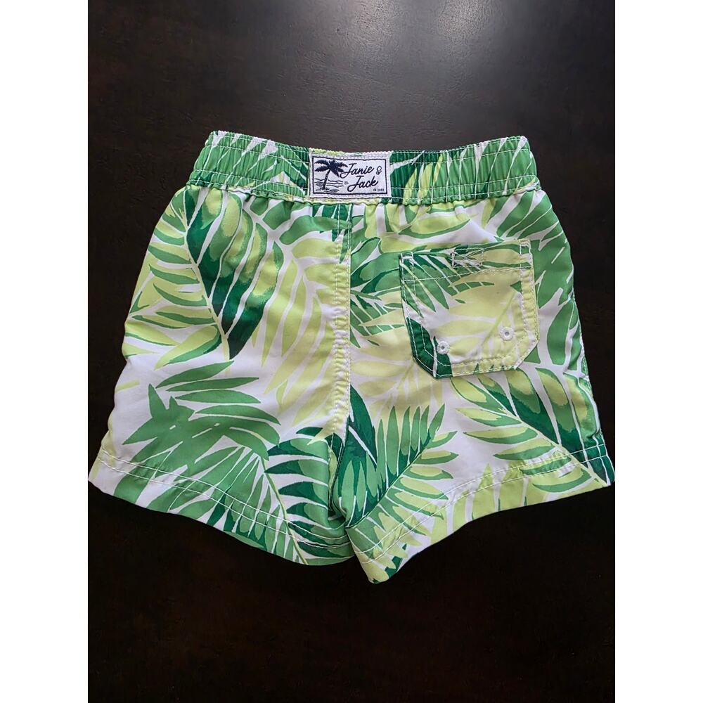 Janie & Jack Tropical Leaves Green Swim Trunks Size 6 - 12 Months - Picture 3 of 3